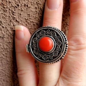 New Coral 925 Silver Poison Ring.